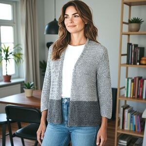 Eileen Fisher Italian Yarn Cardigan‎ L Open Knit Quiet Luxury Old Money Capsule